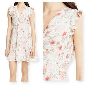 Rebecca Taylor Kamea Stretch Silk Dress In Snow Combo, Size 14, New with tag